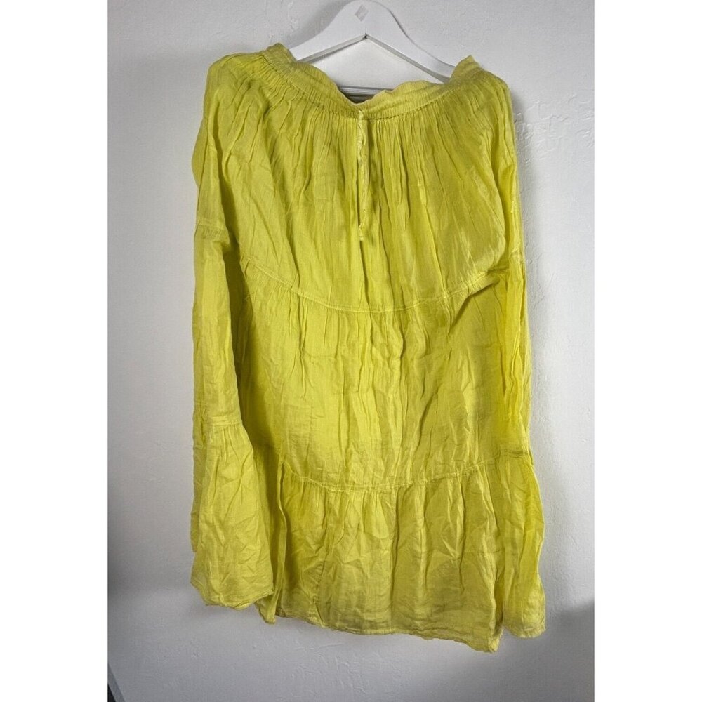 Belma Womens Skirt One Size Yellow A-Line Midi Elastic Waist Tiered Flowy Boho